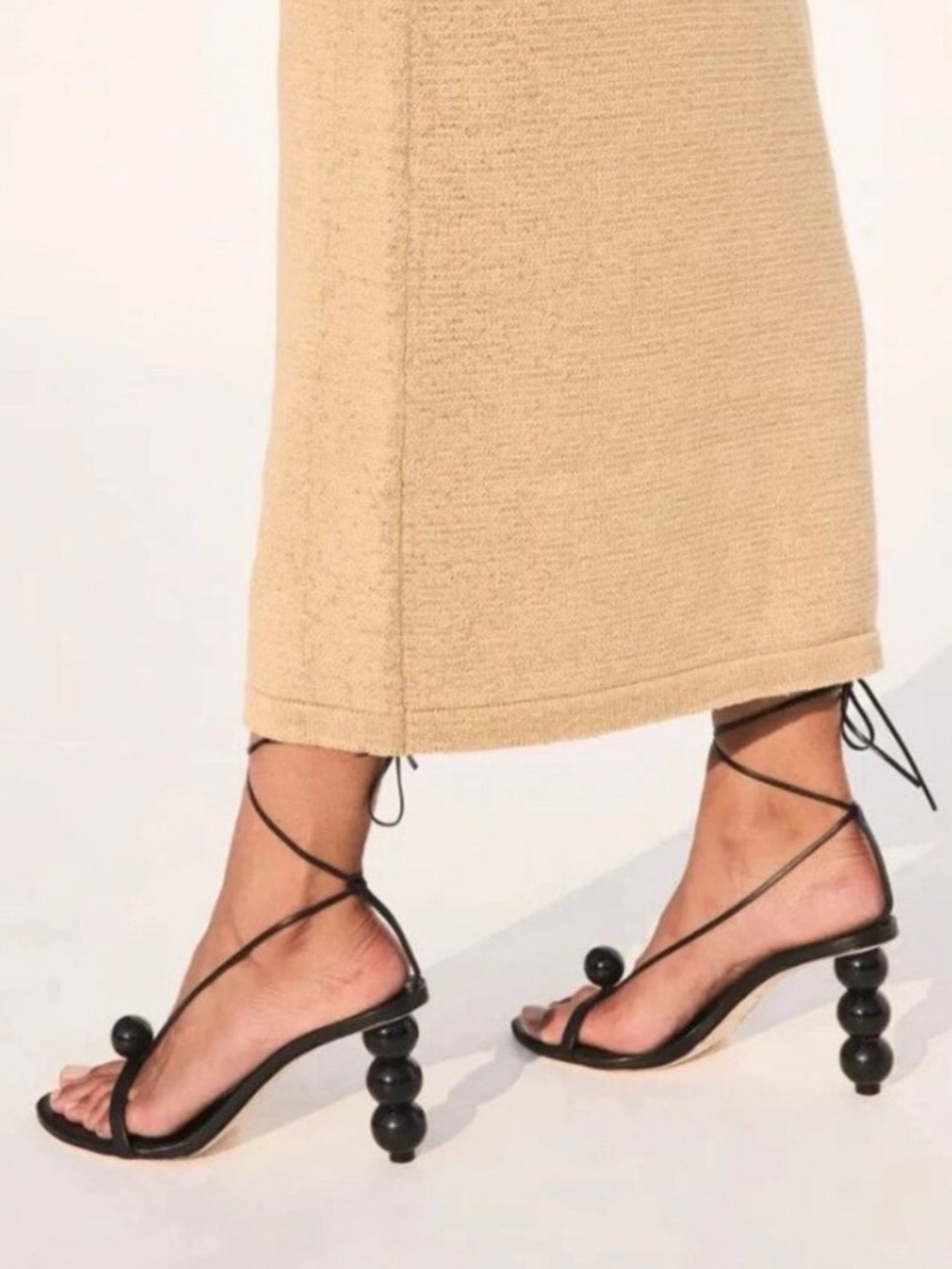 Cult Gaia Karina Strappy Lace-Up Heeled Sandals with Sculptural Ball Hee